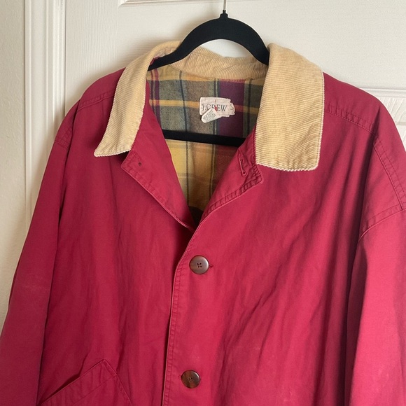 J.CREW 90's field jacket Size: L Red Men Red Jacket with Beige Collar - Picture 3 of 10
